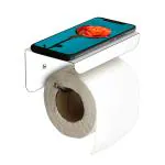 SmartSlide Toilet Paper Roll Holder/Tissue Paper Holder for Bathroom/Toilet Paper Shelf with Mobile Stand/Bathroom Accessories(Chrome Finish)