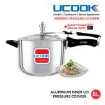 UCOOK Premier Sliver Aluminium Inner Lid Pressure Cooker 5 L