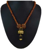 Shivoham Shiv Shakti Kavach Paanch Mukhi Rudraksha Mala Wood Necklace