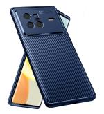 Golden Sand for Vivo X80 Back Cover Drop Tested Shock Proof Slim Armor Aramid Carbon Fibre Rugged TPU Case for Vivo X80, Blue