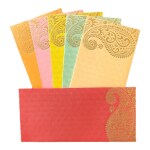 Alvika - Pack of 75 Matellic 3 Colours of 25 Each Randomly Picked Colourful Designer Shagun Lifafa/Money Gift Envelope with Golden Ambi for Gifting Money on any occasion