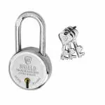 KI SHIELD Round PAD Lock 65mm (Long Shackle) || (Alloy Steel Material) || (Silver Chrome Plated Color) || Keyed Padlocks Hasps Padlocks || Lock and Key || Home Lock || Security Lock