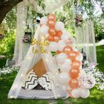 SpecialYou.in Rose Gold Theme Bride To Be Balloon Decoration Items for Girls with White, Rose Gold and Confetti Balloons, Gold Cursive Bride to be Banner, White Net Curtain Cloth and Fairy Lights for Backdrop- 52 Items