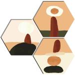 RAC Set of 3 Hexagon Brushstroke Wall Decor UV Wall Painting 17X17 INCH-30