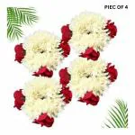 Asfly ARTIFICIAL WHITE GAJARA WITH RED ROSE HARI BAND | HAIR GAJARA FOR WOMENS | COLOR-MULTICOLOR | PIECE OF 4