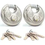 Harrison Padlocks/Round Padlock 90mm 12 Pin with 3 Computerised Keys ROCK-STAR-0404 Pack of 2/ Mild Steel Material/Stainless Steel Finish/Door Lock, Shutter Lock, Godown Lock, gate Lock