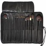 AVTY Soft Bristle Makeup Brush With Leather Case- Black, Set Of 24 Pcs (Pack of 24)