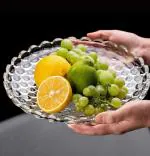 JNSM Glass Bubble Fruit Bowl Plate (1 x Glass Fruit Bowl, Transparent)
