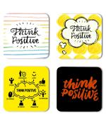 Whats Your Kick Positive Thinking Think Positive Quotes Printed Set of 4 Coaster With Metal Stand