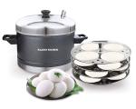 Stainless Steel Induction and Gas Stove Compatible Idli Maker (Silver; 16 Idlies) 4-Plates