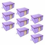 Prettykrafts Underbed Storage Bag Storage Organizer with Side Handles (Set of 9 pcs) Purple