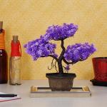 Dekorly Plastic Purple Mini Plants Indoor Small Fake Artificial Potted
