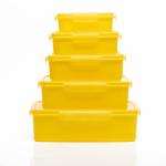 Gluman Chef Yellow Rectangle Plastic Storage Container (Set of 5)