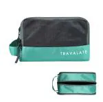 TRAVALATE Green Polyester 3 Zipper Toiletry Bag 23x12x16 cm
