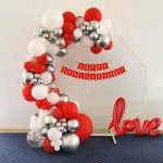 SPECIALYOU.IN 59pcs Romantic anniversary decoration for Men & women with Red, white and silver balloons, Red Happy anniversary banner and Love foil balloons.
