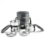 UNINOX Doodle Round 3 Stainless Steel Lunch Box for Office | Lunch Box for Men/Women | Set of 3 pcs (250,350,350ml) Easy to Carry | Grey