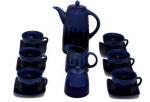 Caffeine Ceramic Handmade Stoneware Blue & Black Studio Tea Set (Set of 15 pcs Microwave & Dishwasher Safe Tea set)