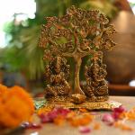 THE KUTIR Resin Ped Patta Laxmi Ganesh Diya | Religious Idol & Figurine for Home Decoration | God Idols for Temple or Table