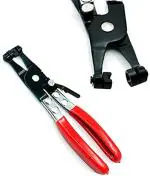 AASONS Band Hose Clamp Plier, Flexible Ring Type Hose Clamp Pliers Installation and Removal Tool Swivel Jaw Locking (Flat Jaw)(Red & Black)