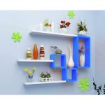Belief Wood Blue, White Engineered Wood Wall Mount Rectangular Wall Shelf (Set Of 6)