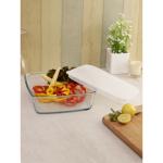 Borosil Borosilicate Glass Square Baking Dish Container With Plastic Lid, 1600 ML
