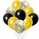 Zyozique Black and Gold Confetti Balloons for Birthday, Birdal Shower,Graduation Wedding Party - 32 PCS