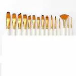ECLET Short Handle and Ferrule White Assorted Hair Mix Paint Brushes (Pack of 12)