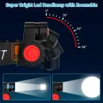 SCHOLAZS Plastic Headlamp Usb Rechargeable, Waterproof Headlight Flashlight With Zoomable Wide Beam Led Head Lamp For Outdoor Camping Hiking Fishing