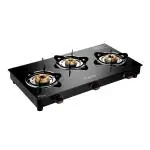 Magma3-BN1cc Candes Magma Glass Top Gas Stove, Manual Ignition, Black (ISI Certified, With 18 Months Warranty - 3 Burner.