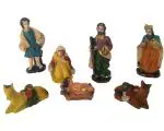 Sk Craft Multicolor Resin Kudil Figurine Set For Christmas Decoration (Pack Of 7)