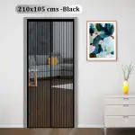 Classic Mosquito Net Black Polyester Magnetic Screen Door Mesh with Hook & Loop 205 cm x 105 cm