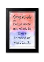 Blue Nexus Gratitude Motivational Inspirational Quotes Wall Poster with Wall Frame Room Art Painting Collection A4 size 10x13