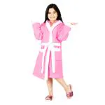 Rangoli 100% cotton kids Bathrobe for girls and boys, 400GSM, Stylish, Super soft, Lightweight & Highly absorbent Hooded Bathrobe (Baby Pink, 11-12 Years)