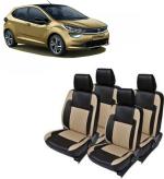 AUTO-SAFE Beige, Black PU Leather Car Seat Cover for Tata Altroz Pack of 4