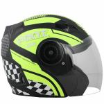 O2 PROX 2G Half Face Helmet with Scratch Resistant Clear Visor, Cross Ventilation & Matte Finish Graphics for Men’s Bike Motorcycle Scooty Riding (Lemon)