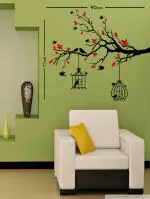 Trends on Wall Black-Red Vinyl Bird Tree Home Design Wall Sticker 71 x 90 cm
