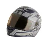 Western Era Proud45 ISI Marked Helmet Full Face Graphics UV Protect Visor (S, Blue Glossy-Silver)