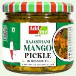 Add Me Homemade Rajasthani Mango Pickle in mustard oil 300g Without Stone, aam ka achar Soft and Tangy Glass Pack