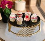ZS IMPEX Cake Stand for Cake Cutting Display Stand Multipurpose Dessert Stand for Birthday and Wedding Party (Black & Gold-02-Fancy-11K)