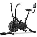 beatXP Vortex Plus 4M Air Bike Exercise Cycle With Adjustable Cushioned Seat | Moving Handles | Back Support & Tummy Twister (Black)