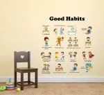 Lanstick Multicolor List Of Good Habits With Image Self Adhesive Wall Sticker - 36 inch