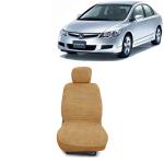 Kingsway Towel Fabric Car Seat Covers for Honda Civic, 2006 - 2015 Model, Material: 100% Cotton, Color : Beige, Complete Set of All Seats (Car Specific Front + Rear Seat Covers)