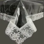 Agroha Transparent PVC Dining Table Cover 6 Seater for Home, Hotel, Office & Restaurant Pack of 1 (40x60, Transparent with White Lace)