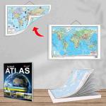 GO WOO SMALL - 100 WORLD RIVER OUTLINE MAP FOR SCHOOL, 2 IN 1 WORLD POLITICAL AND PHYSICAL MAP IN ENGLISH and SCHOOL ATLAS (ENGLISH) - MAPLITHO | 1 map pad + 1 map chart + 1 school atlas book