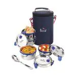 Pdd Falcon Steel Eco Nxt Lunch Box,set of 4,Blue-1100ml