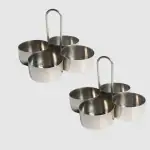 SHINI LIFESTYLE Stainless Steel Cokda,tilak bowl(Chowmukh) Haldi Kumkum Rice Holder Steel(2Pc)