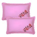 Kuber Industries Pillow Cover | Cotton Pillow Cover | Pillow Cover for Bedroom | Cushion Cover for Living Room | Embroidery Frill with Zip Pillow Cover | 20x30 Inch | Set of 2 | Pink