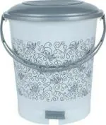 YASHODEEP PLASTIC New Unique Flower Printed Design Standard Plastic Pedal Dustbin (12 L) Grey