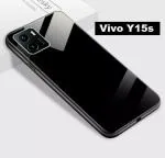 Zybux Vivo Y15s Black Glass and Silicon Mobile Back Cover