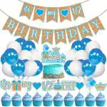 Zyozique 37 Pieces 6 Months Birthday Decorations its my Half Birthday Banner 6 Month Cupcake Topper Pick 1/2 Half Year Cake Topper Balloons for Girl Boy Baby Shower Blue